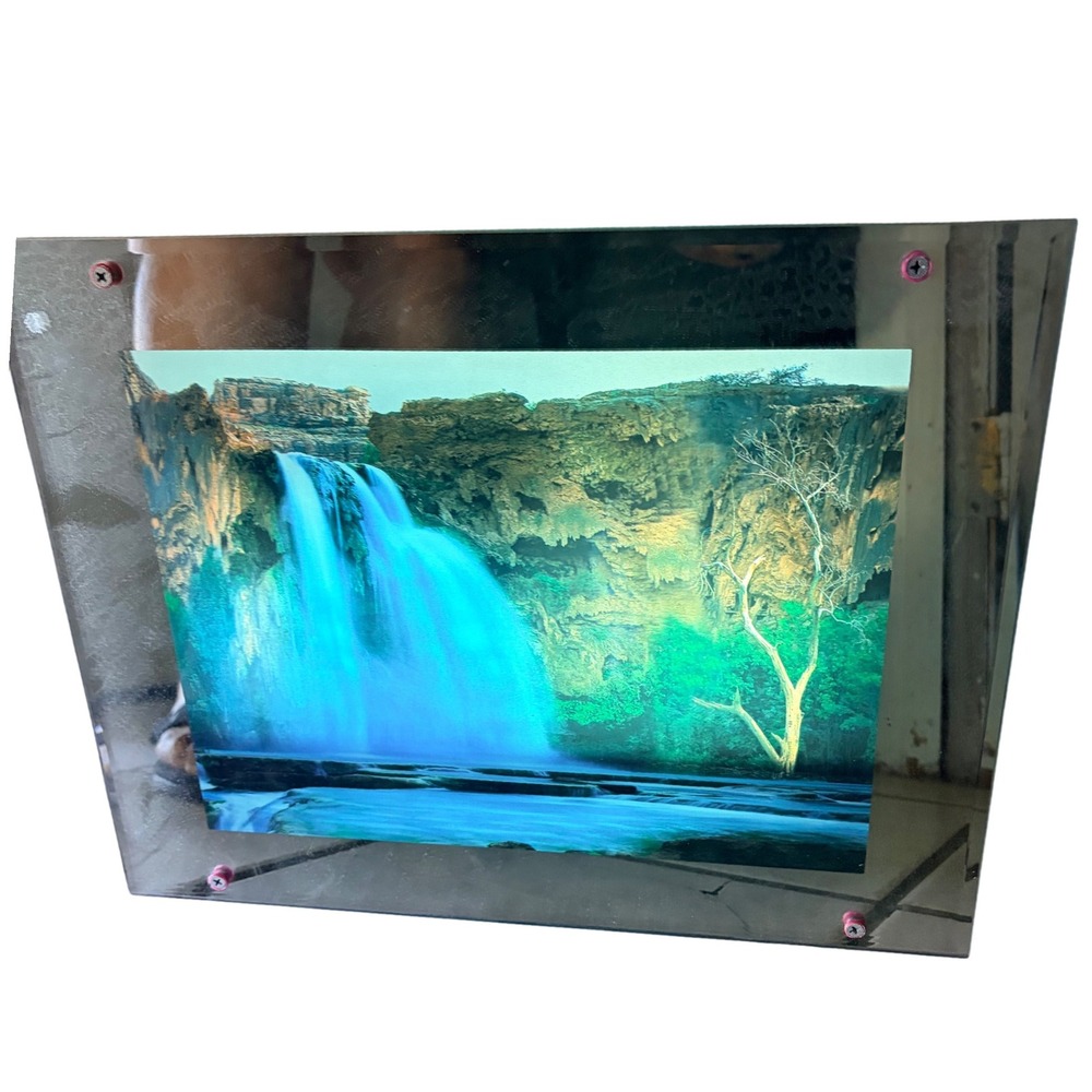 Vintage Moving Picture Light Waterfall Motion Lamp SY41S Mirrored Frame Art